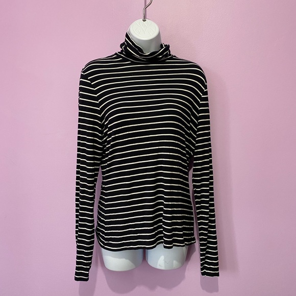 H&M stripe turtle neck top L - Picture 1 of 4